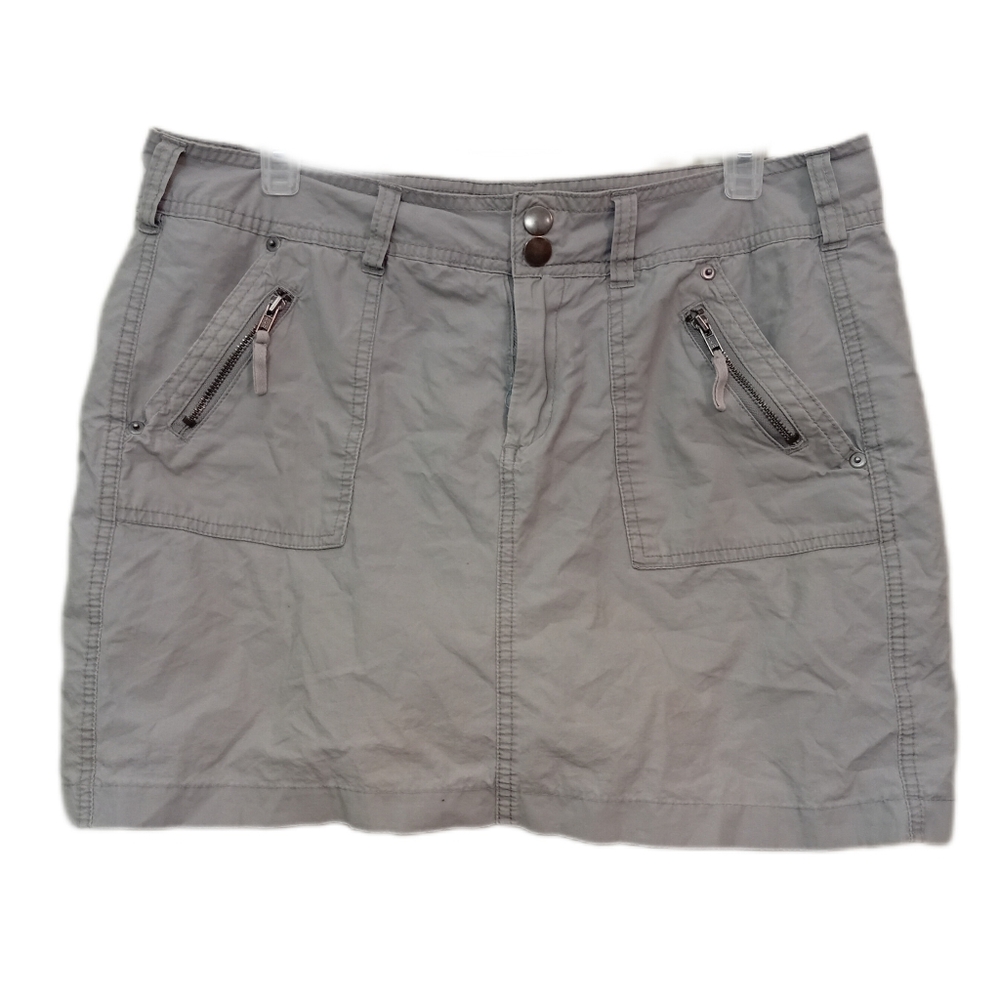 Gray Mini Skirt Skort with Zipper Pockets
